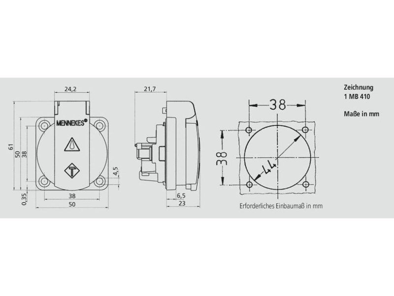 Mennekes Base for wall mounted schuko receptacles