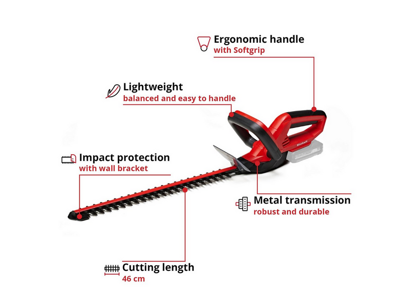 Einhell Cordless Hedge Trimmer GC-CH 1846 Li-Solo
