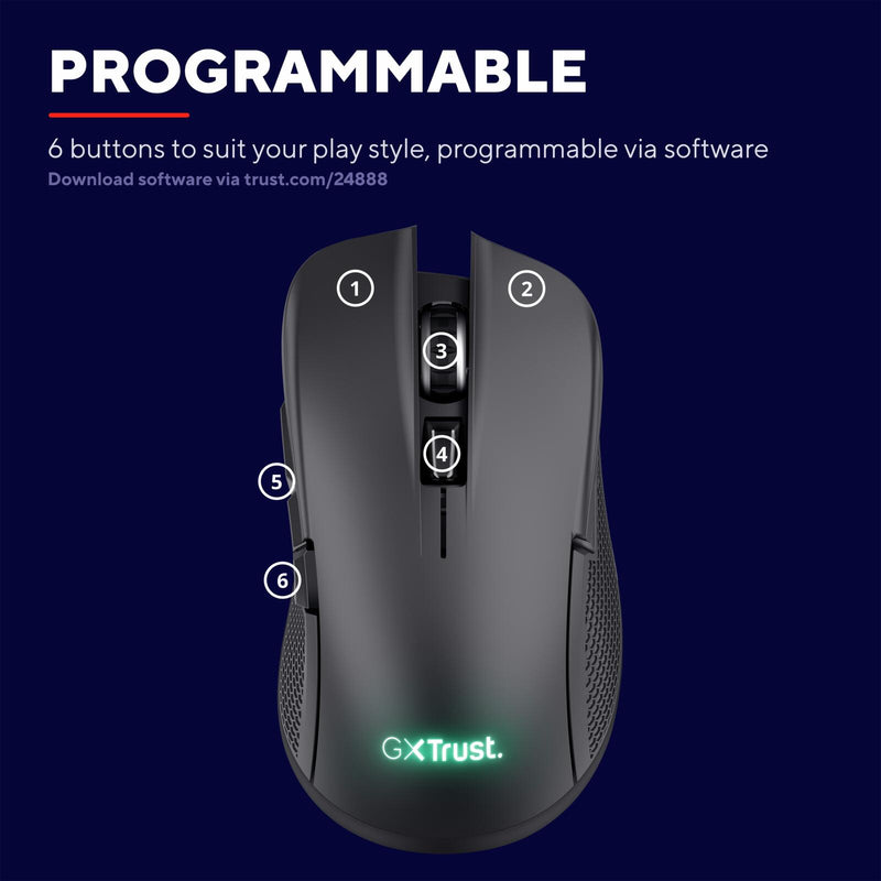 Trust Gaming GXT 923 Ybar Kabellose Gaming-Maus - Schwarz