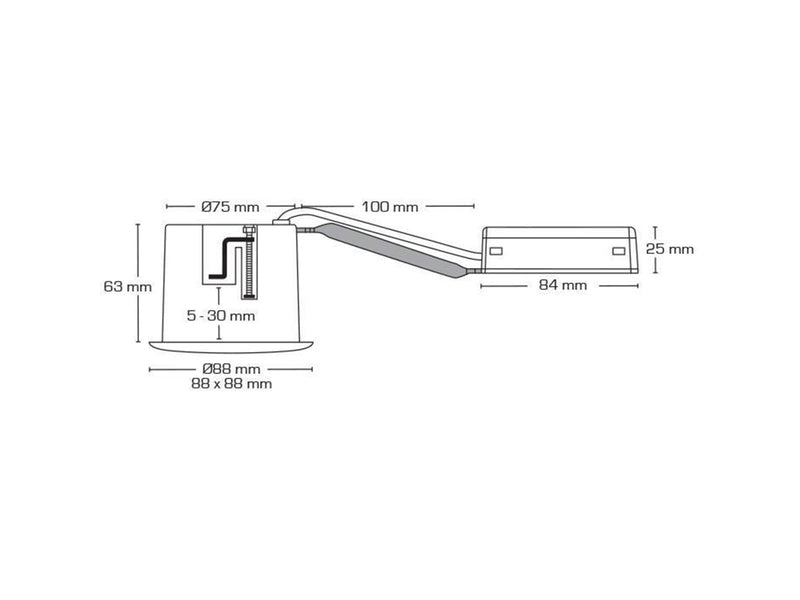 Scan Products Luna quick install 230v dimmable flicker free gu10 5w 2700k 370lm ip44 matt black round