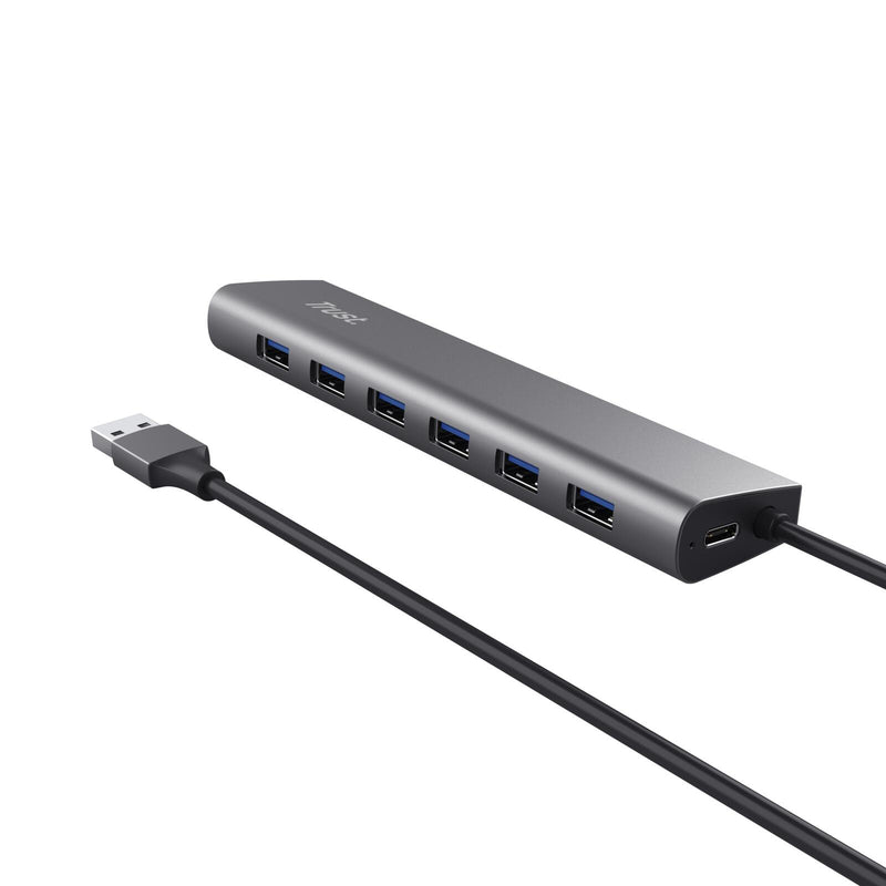 Trust Halyx USB 3.2 Gen1-Hub mit 7 Anschlüssen - Grau