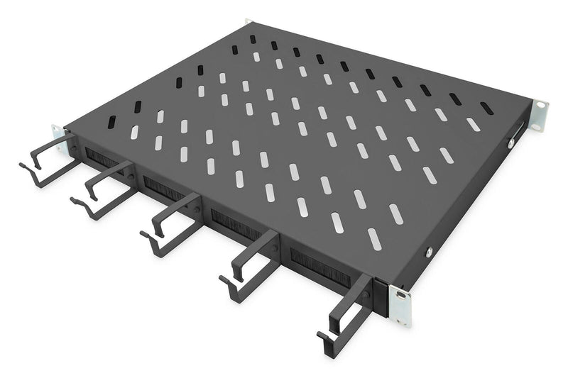 Digitus Fachboden 19'-Schränke festeinbau für 600mm Tiefe bis 120kg 1HE inkl. Kabelmanagement RAL9005 schwarz (DN-97681)