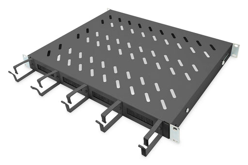 Digitus Fachboden 19'-Schränke festeinbau für 600mm Tiefe bis 120kg 1HE inkl. Kabelmanagement RAL9005 schwarz (DN-97681)