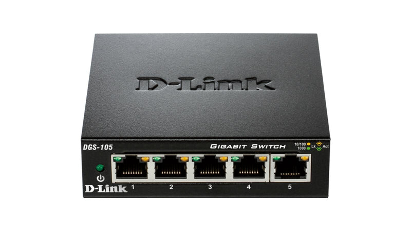 D-Link DGS-105 5-Port Gigabit Desktop Switch mit Metallgehäuse (DGS-105/E)