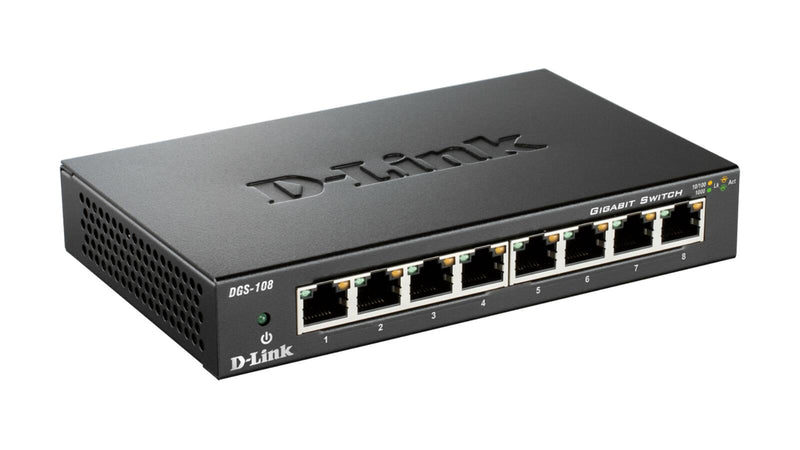D-Link DGS-108 8-Port Gigabit Desktop Switch mit Metallgehäuse (DGS-108/E)