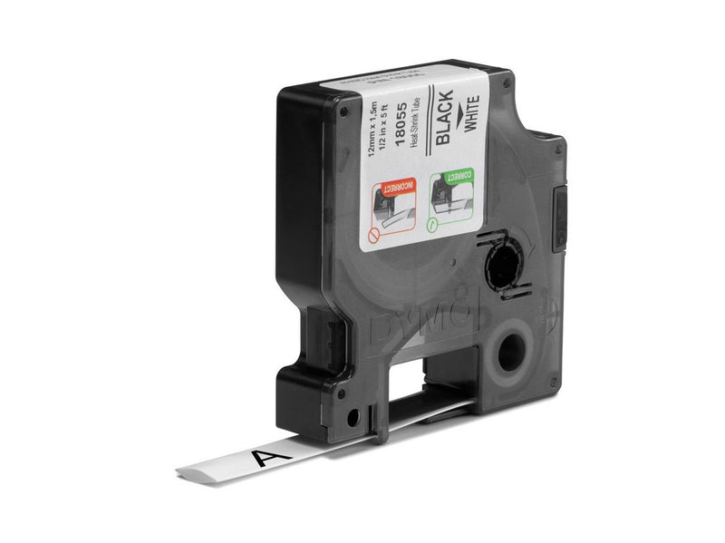 DYMO Rhino Industrie Schrumpfschlauch-Kabeletiketten | 12 mm, 1,5 m | Schwarz auf weiß