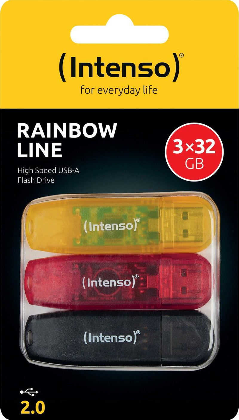 Intenso Rainbow Line 3x 32GB - schwarz, gelb und rot