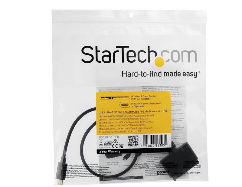 StarTech.com USB 3.1 Gen 2 Adapter Cable for 2.5" SATA Drives