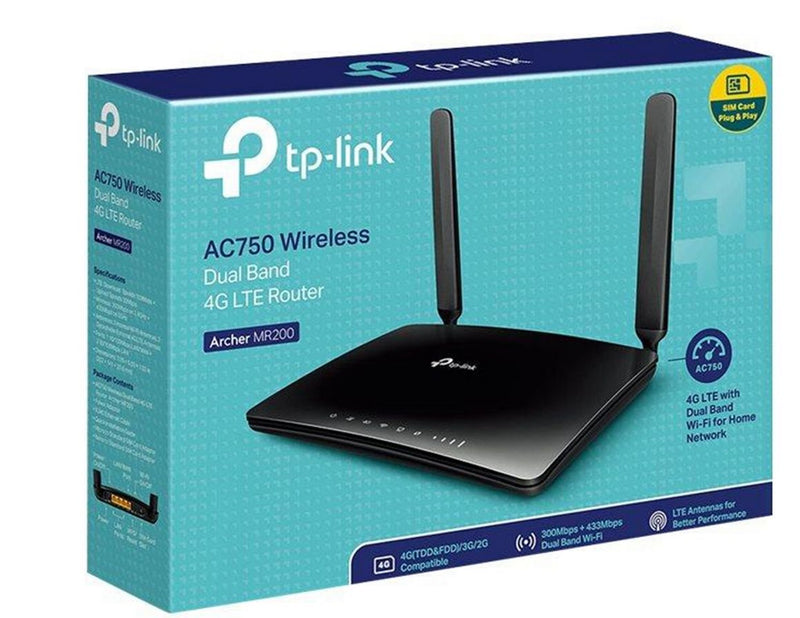 TP-Link Archer MR200 AC750 Wireless Dual Band 4G LTE Router - 4G Wi-Fi 5