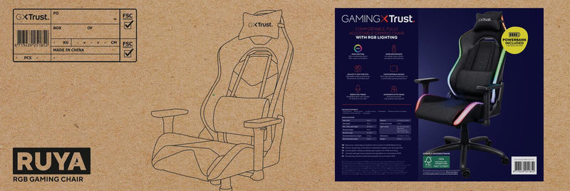 Trust Gaming GXT 719 Ruya Bequemer RGB Gaming-Stuhl - Schwarz