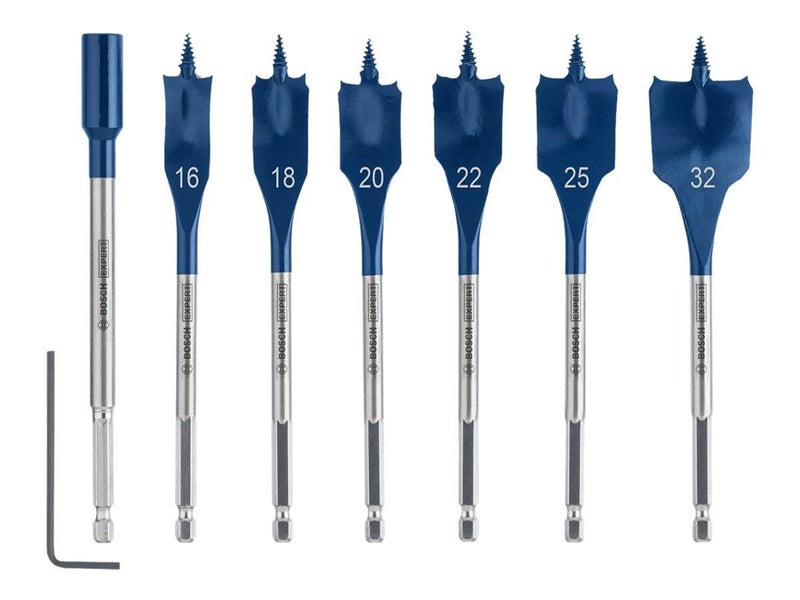 Bosch Flat Milling Drill Bit Set Self-Cut 16-32 mm 7 Bits