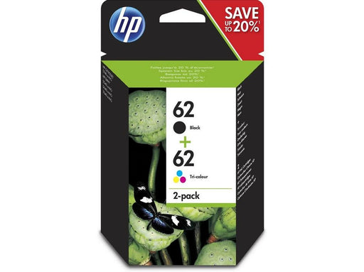 HP 62 / N9J71AE 2-Pack (Cyan Magenta Yellow) Pigmwnted Black Ink