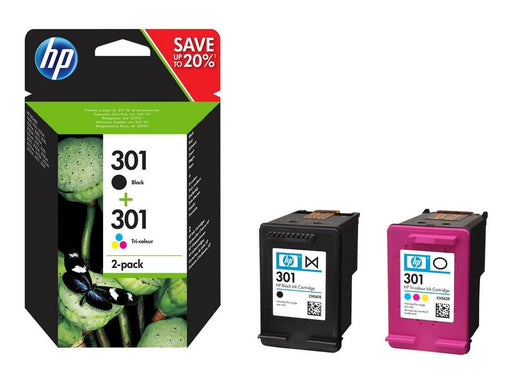 HP 301 / N9J72AE 2-Pack Black (Magenta Cyan Yellow) - Tintenpatrone Dye-based tricolour