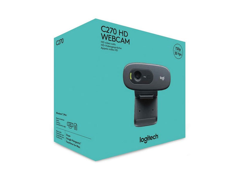 Logitech C270 HD USB Webcam Refresh - Black