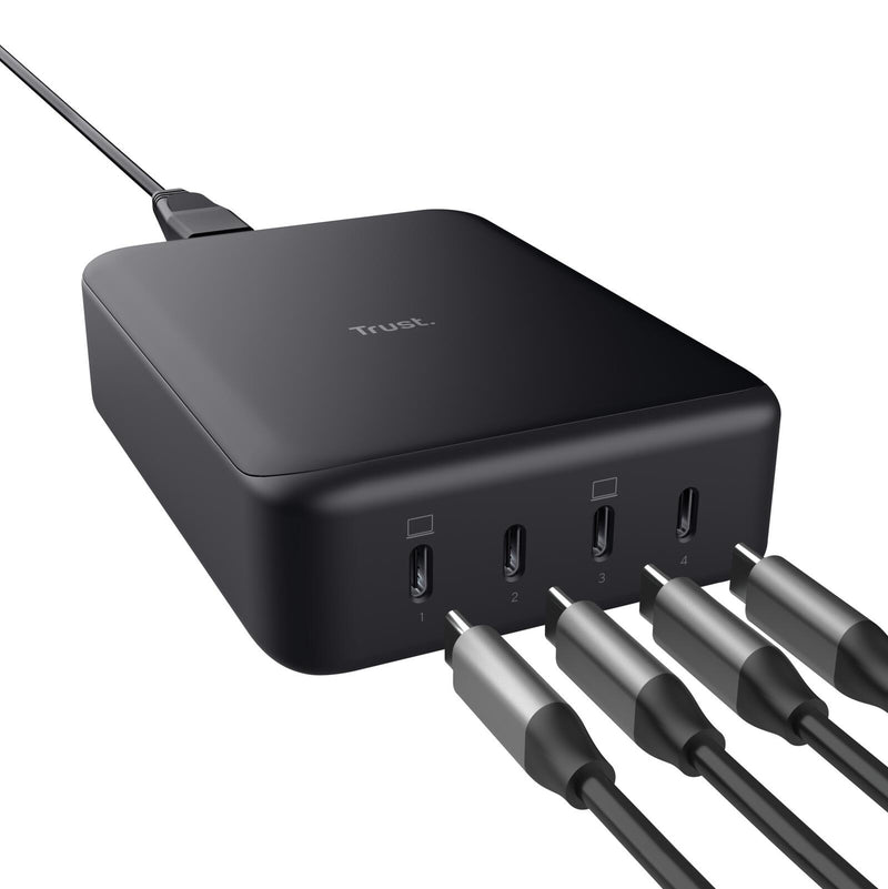 Trust Maxo 240 W GaN USB-C Tischladegerät mit 4 Anschlüssen - Schwarz EU