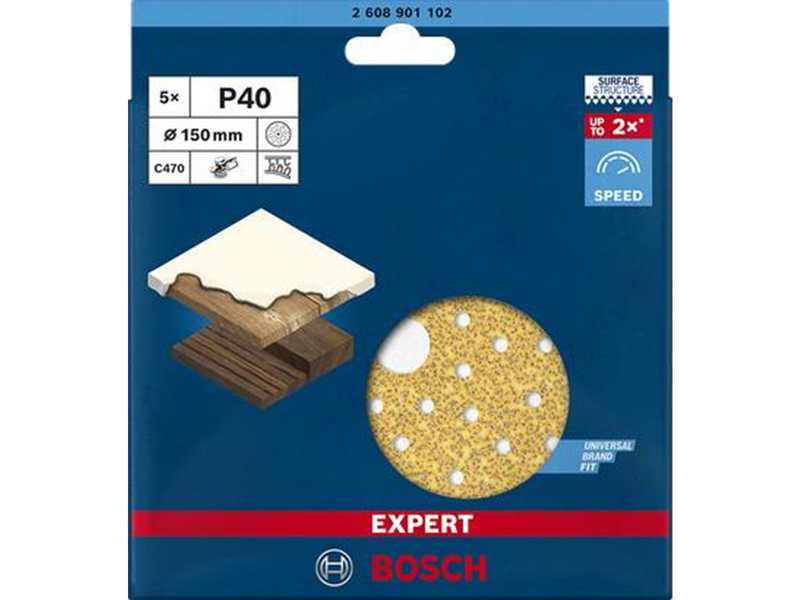 Bosch Sanding sheet 150 mm K40 5 pcs.
