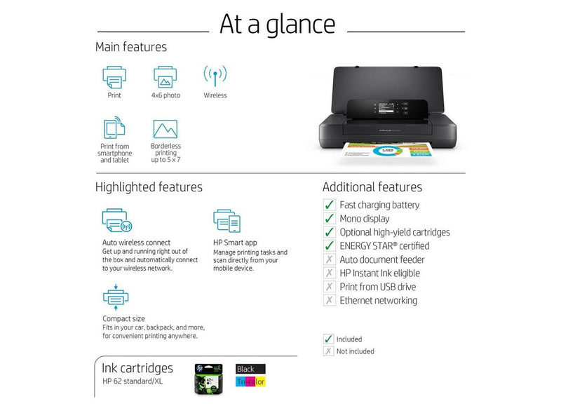 HP Officejet 200 Mobile - Color Inkjet - A4 - Wi-Fi - Farbe - Tinte
