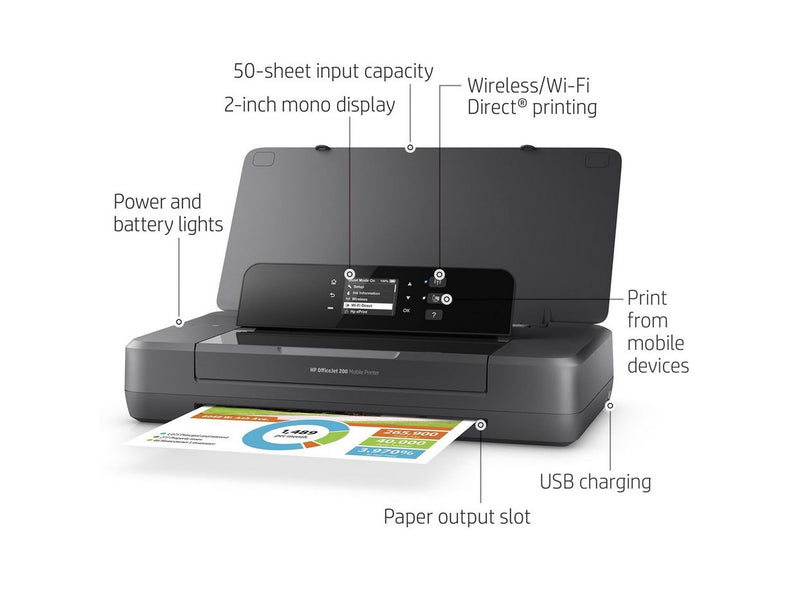 HP Officejet 200 Mobile - Color Inkjet - A4 - Wi-Fi - Farbe - Tinte