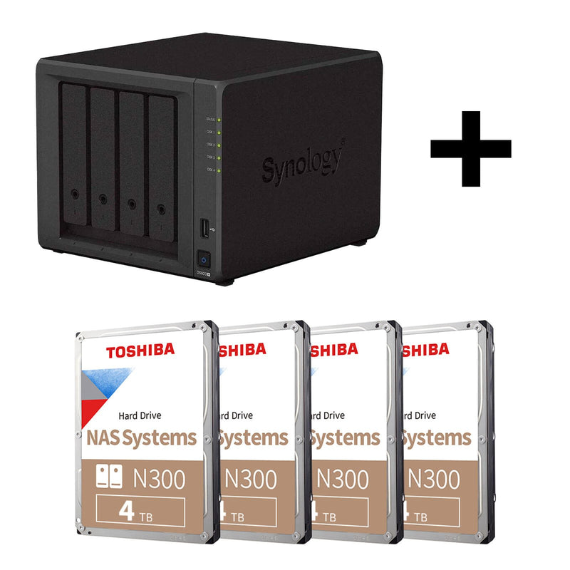 Synology DiskStation DS923+ 4 Einschübe NAS-Server Leergehäue & 16TB Toshiba N300 SATA 3.5' HDD