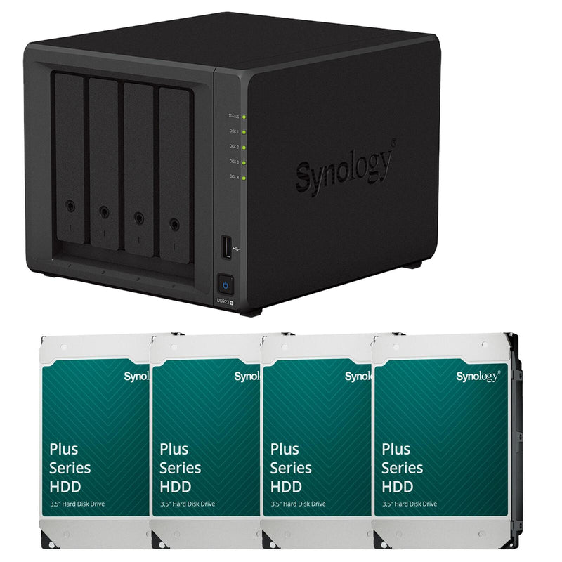 Synology DiskStation DS923+ 4 Einschübe NAS-Server Leergehäuse + 4x Synology Plus 3.5' SATA 6Gb/s Festplatte 12 TB (4x 1