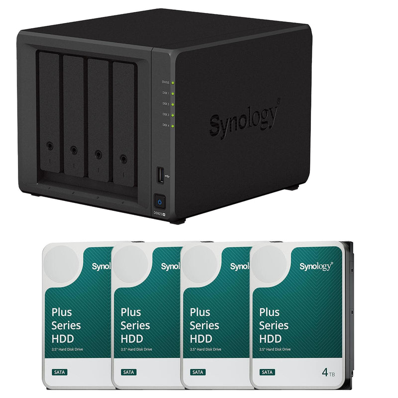 Synology DiskStation DS923+ 4 Einschübe NAS-Server Leergehäuse + 4x Synology Plus 3.5' SATA 6Gb/s Festplatte 4 TB (4x 4T
