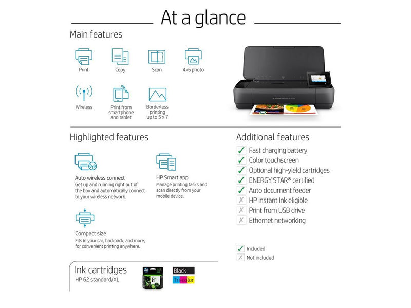 HP Officejet 250 Mobile All-in-One - Color Inkjet - Wi-Fi Multifunktion - Farbe - Tinte