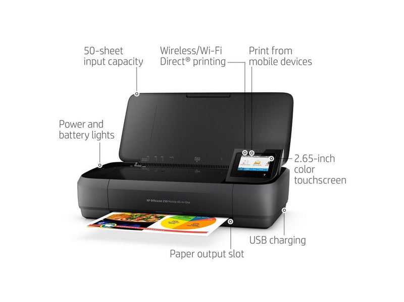 HP Officejet 250 Mobile All-in-One - Color Inkjet - Wi-Fi Multifunktion - Farbe - Tinte