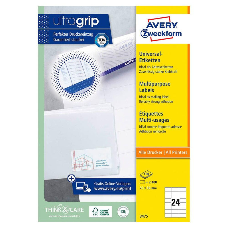 AVERY Zweckform Etiketten 70,0 x 36,0 mm weiß - 2.400 Stück