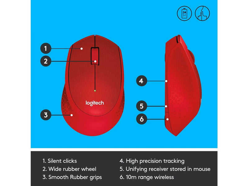 Logitech M330 Silent Plus - Maus (Rot)