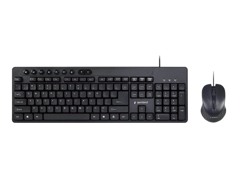 Gembird KBS-UM-04 - keyboard and mouse set - US - black - Tastatur & Maus Set - Englisch - US - Schwarz