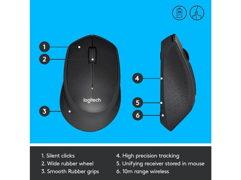 Logitech B330 Silent Plus - Maus (Schwarz)