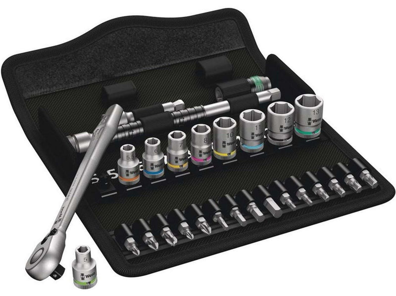 Wera 8100 SA 8 Zyklop Metal-Knarrensatz, Umschalthebel, 1/4"-Antrieb, metrisch, 28-teilig