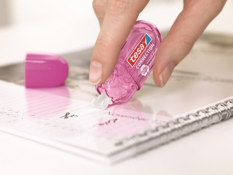 tesa Correction Tape Mini Roller ecoLogo 2x 6m x 5mm Blue + Pink