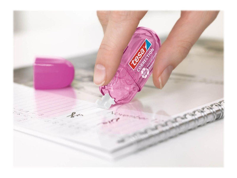 tesa Correction Tape Mini Roller ecoLogo 2x 6m x 5mm Blue + Pink