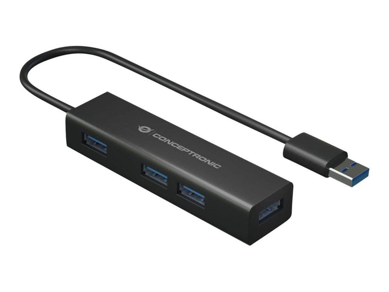 Conceptronics Conceptronic HUBBIES06B - hub - 4 ports USB-Hubs - USB 3.2 - 4 - Schwarz