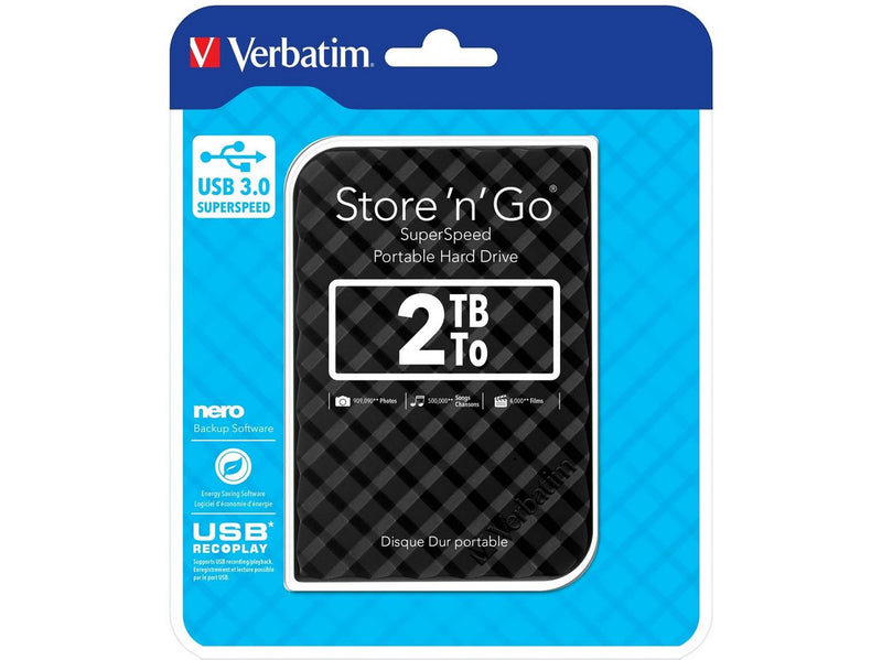 Verbatim Store 'n' Go Portable HDD 2 TB - Extern Festplatte - 2TB - Schwarz