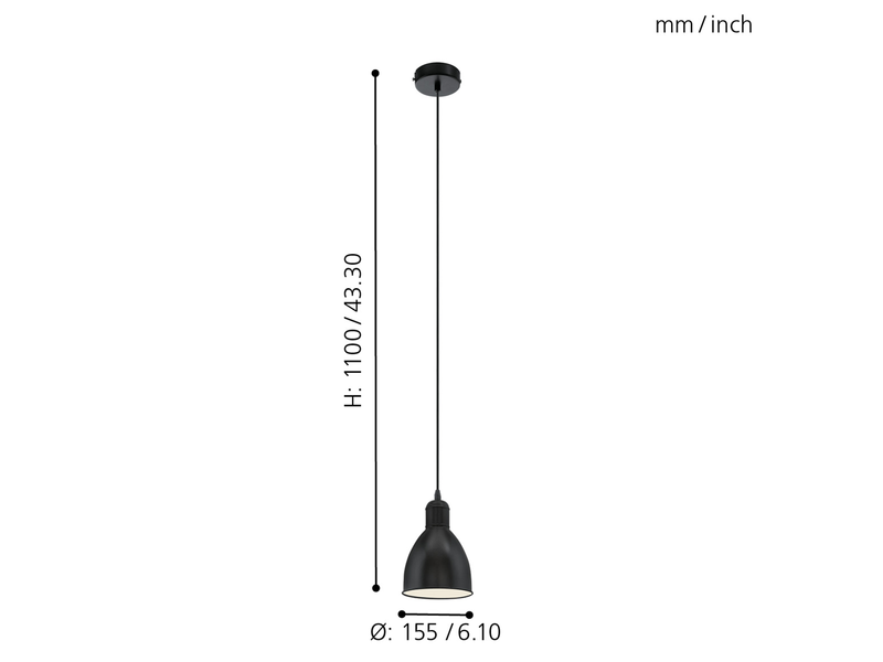 EGLO PRIDDY Hängeleuchte, schwarz, weiss