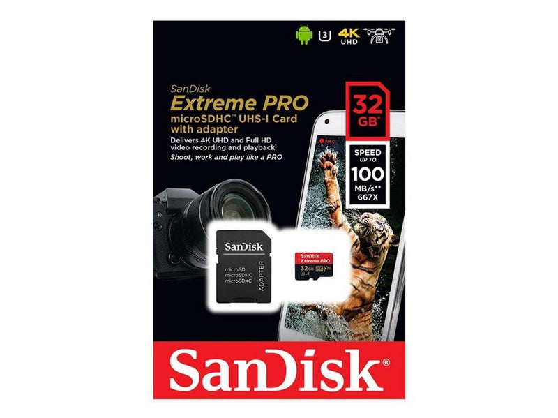 SANDISK Extreme Pro microSD/SD - 100MB/s - 32GB
