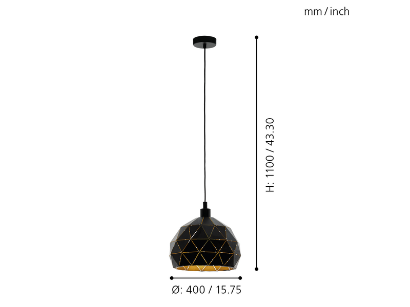 EGLO ROCCAFORTE Hängeleuchte, schwarz, gold