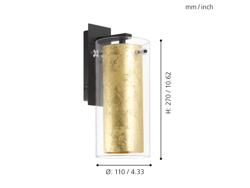 EGLO PINTO GOLD Wandleuchte, klar, gold