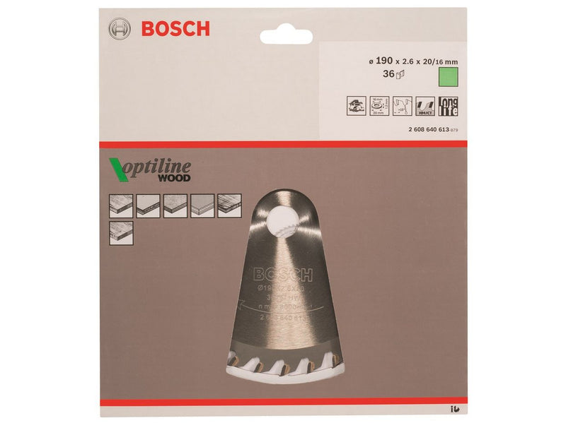 Bosch RUNDSAVKL.OPTILINE 190X2.6X20 MM 36 TDR
