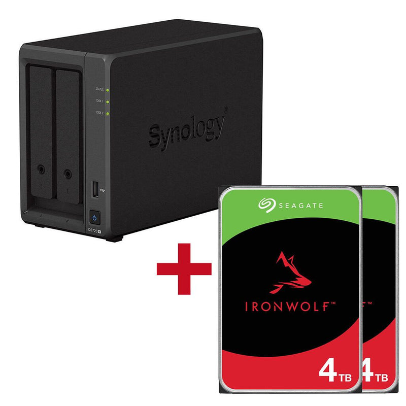 Synology DiskStation DS723+ 2 Einschübe NAS-Server Leergehäuse + 2x Seagate Ironwolf SATA 3.5' HDD 4TB Festplatte