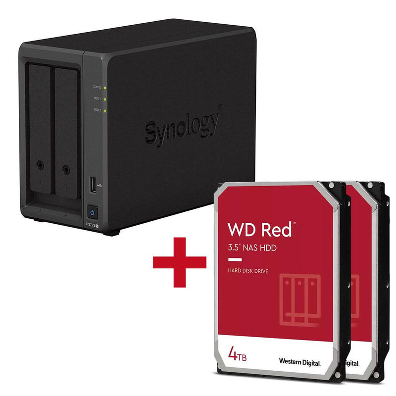 Synology DiskStation DS723+ 2 Einschübe NAS-Server Leergehäuse + 2x WD Red SATA 3.5' HDD 4TB Festplatte