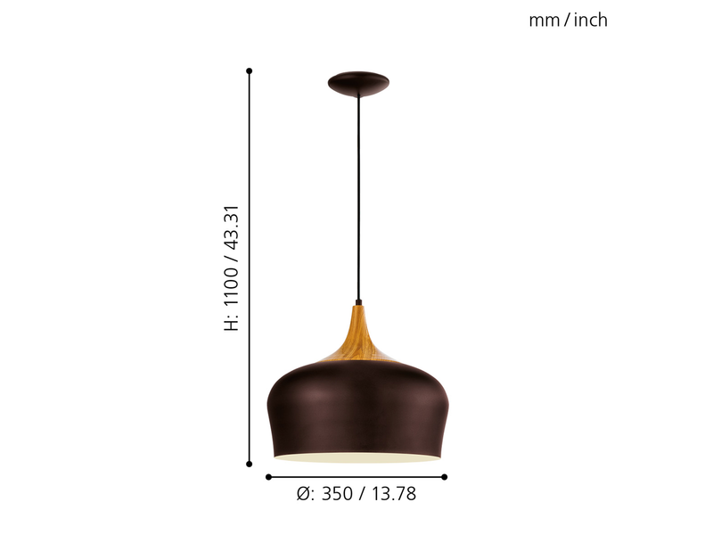 EGLO OBREGON Hängeleuchte, braun, creme, eiche