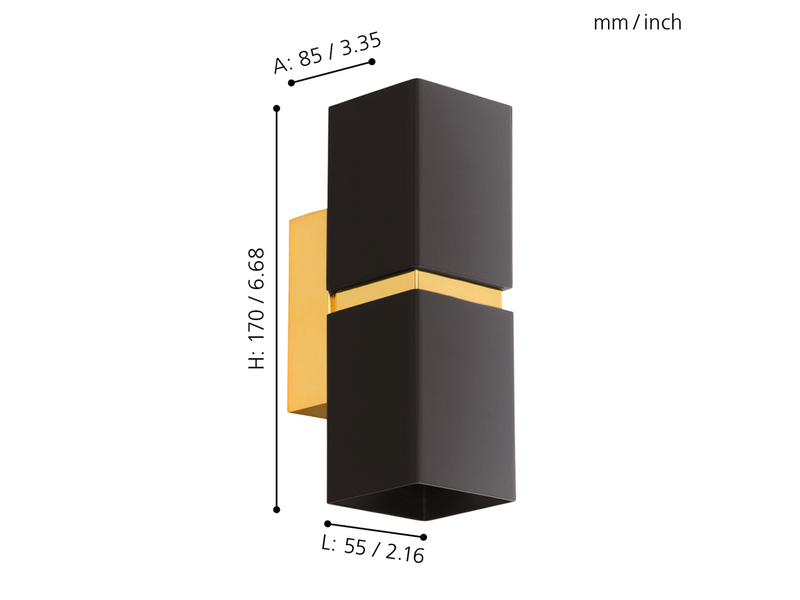 EGLO PASSA Wandleuchte, schwarz, gold