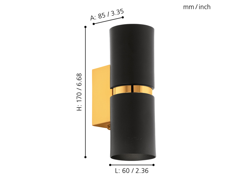 EGLO PASSA Wandleuchte, schwarz, gold