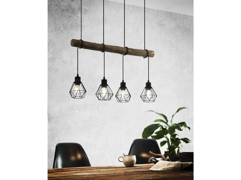 EGLO HORNINGTOPS 1 Hängeleuchte, schwarz, natur