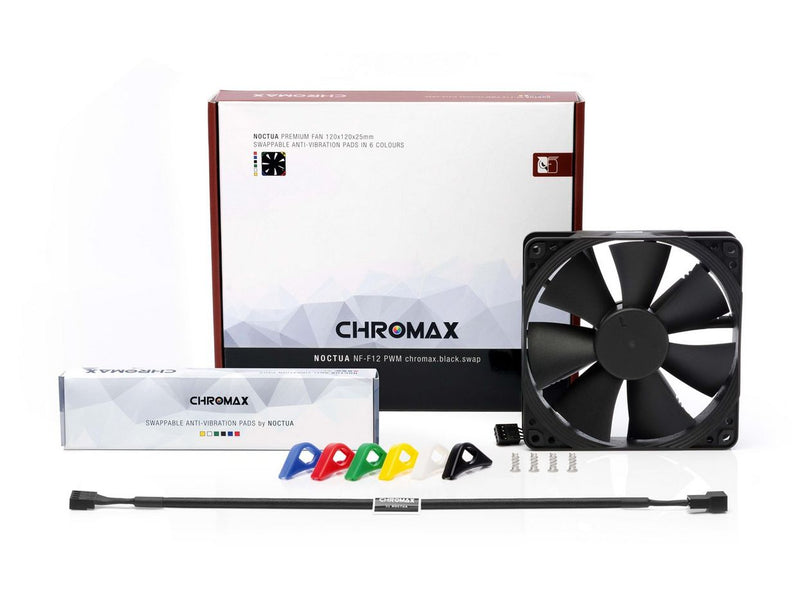 Noctua NF-F12 PWM chromax.black.swap - Gehäuselüfter - 120mm - Schwarz - 22 dBA