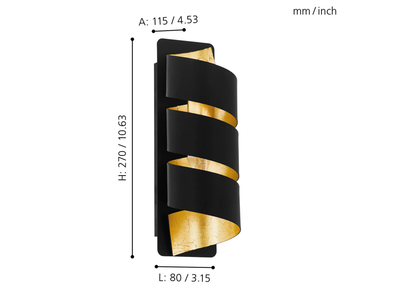 EGLO ELIZONDO Wandleuchte, schwarz, gold