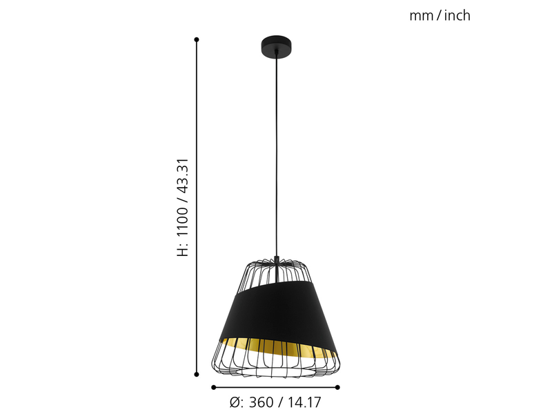 EGLO AUSTELL Hängeleuchte, schwarz, gold